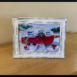 Farmhouse Christmas red camper picture 5x7 w/frame